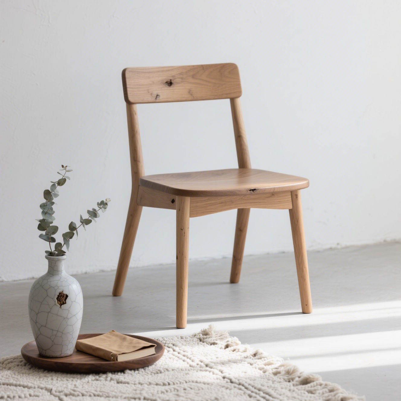 Silla de respaldo sencilla de madera maciza de nogal negro
