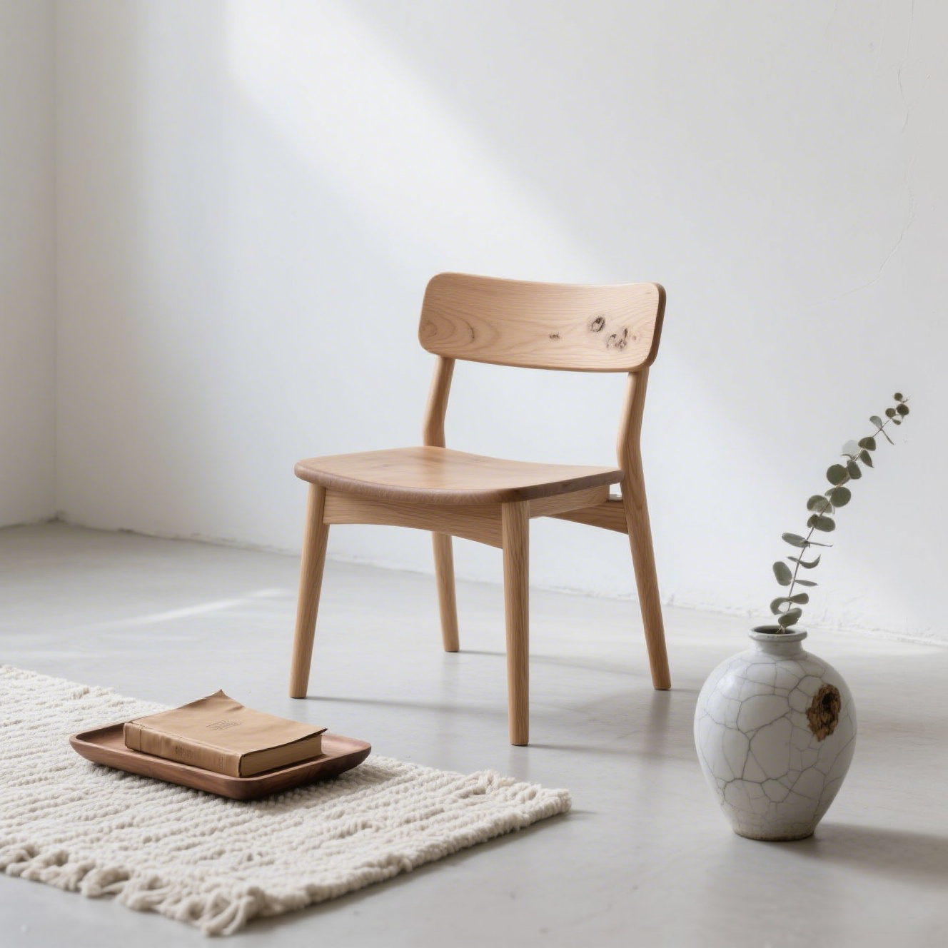 Silla de respaldo sencilla de madera maciza de nogal negro