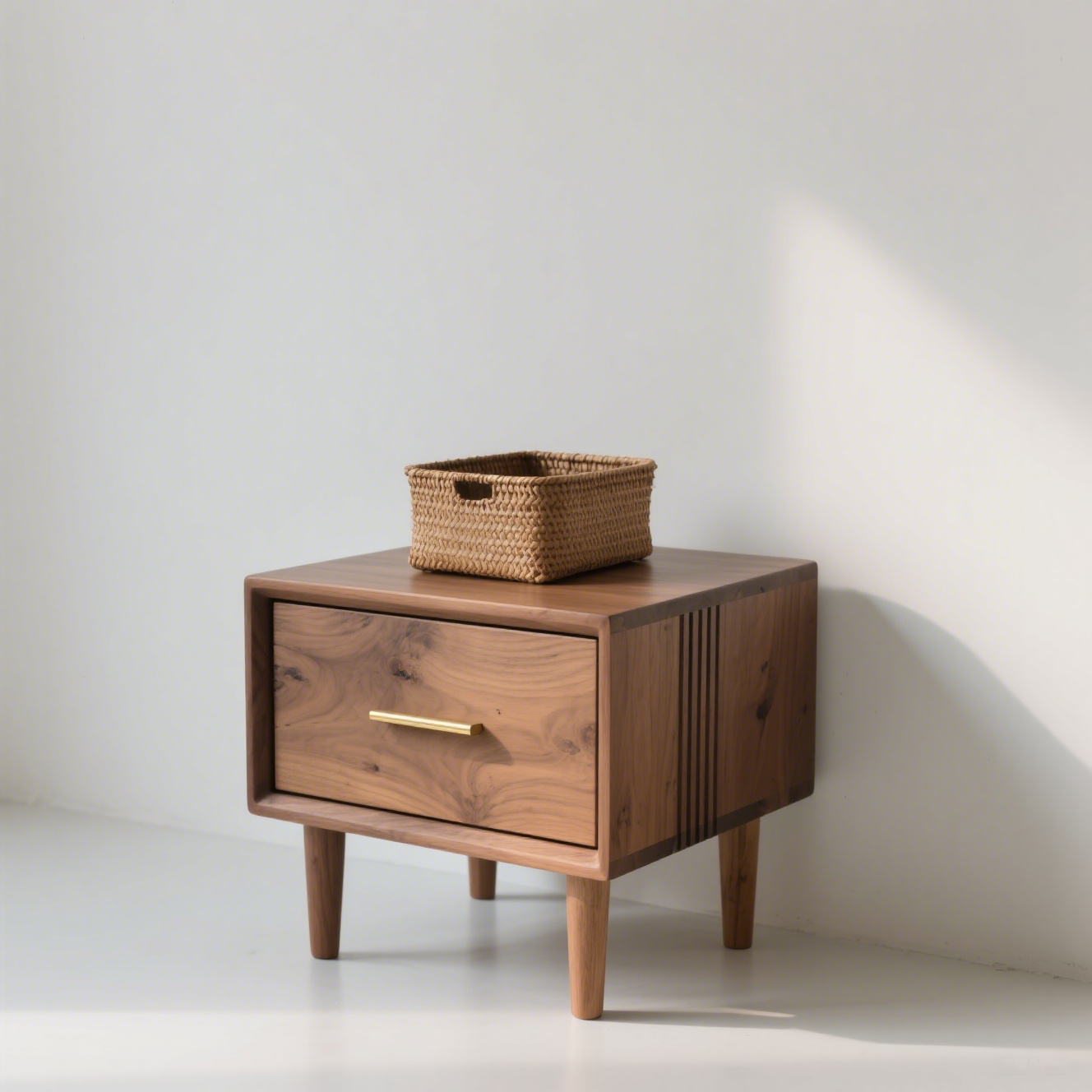 Mesa de noche de estilo vintage con almacenamiento