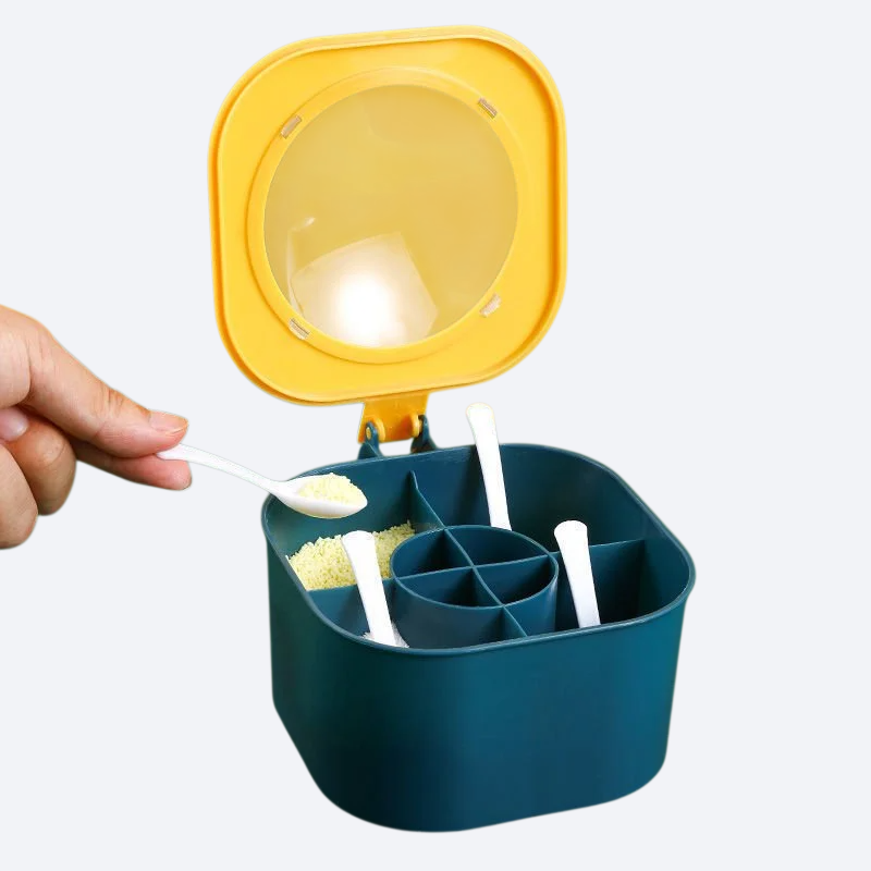 キッチン4段一体蓋付き調味料入れ