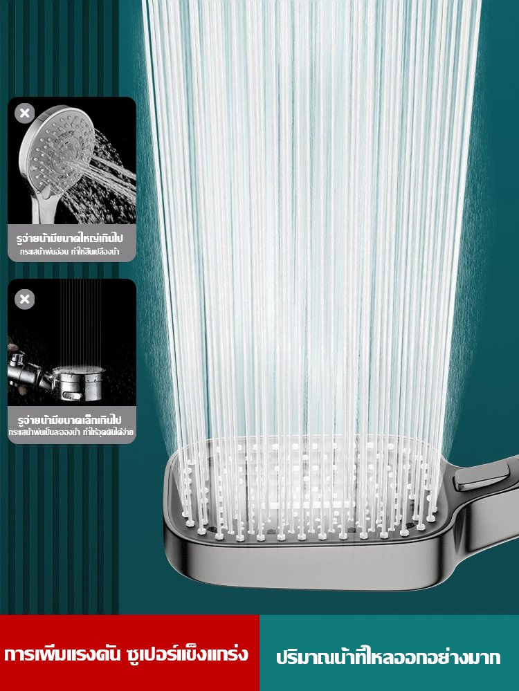 ฝักบัวแรงดันสูง แผงออกน้ำขนาดใหญ่ ปรับได้สามระดับ