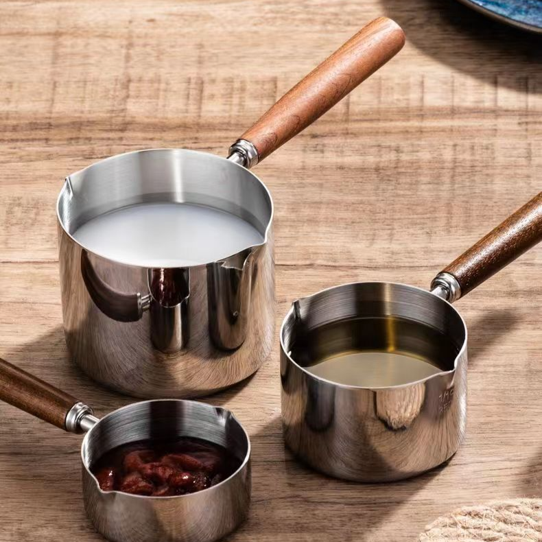 家庭用平型ミルクパン ミニ補完ポット 焦げ付かないステンレス鍋 平底IH調理器 ユニバーサル小型ミルクパン