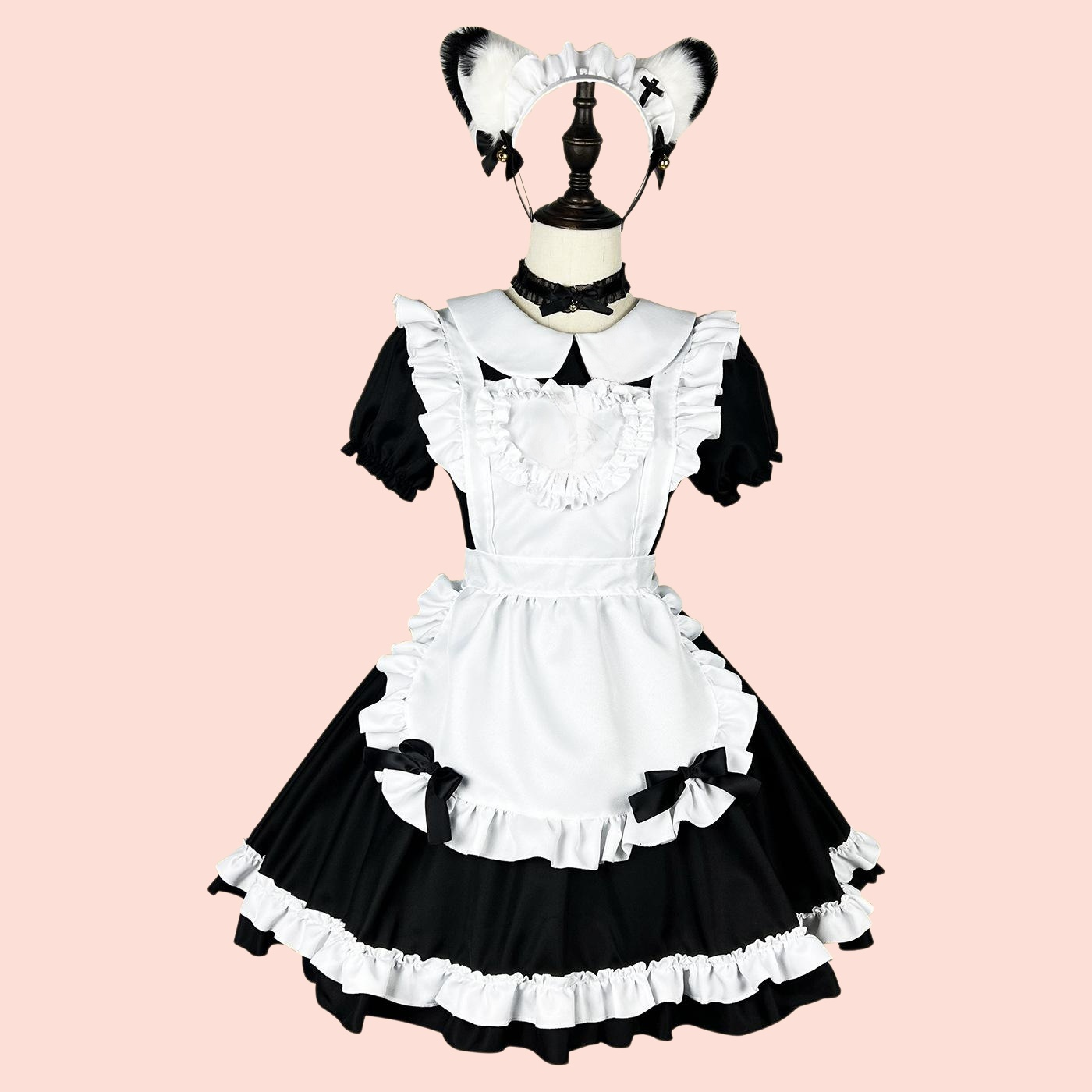 하녀 스타일 반팔 러블리 원피스