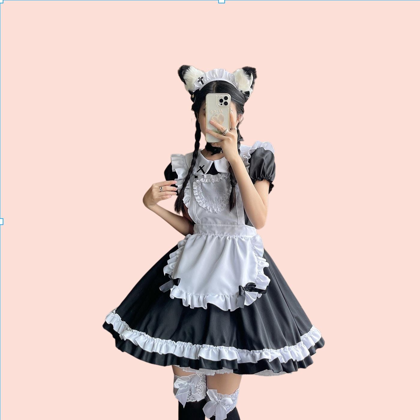 하녀 스타일 반팔 러블리 원피스