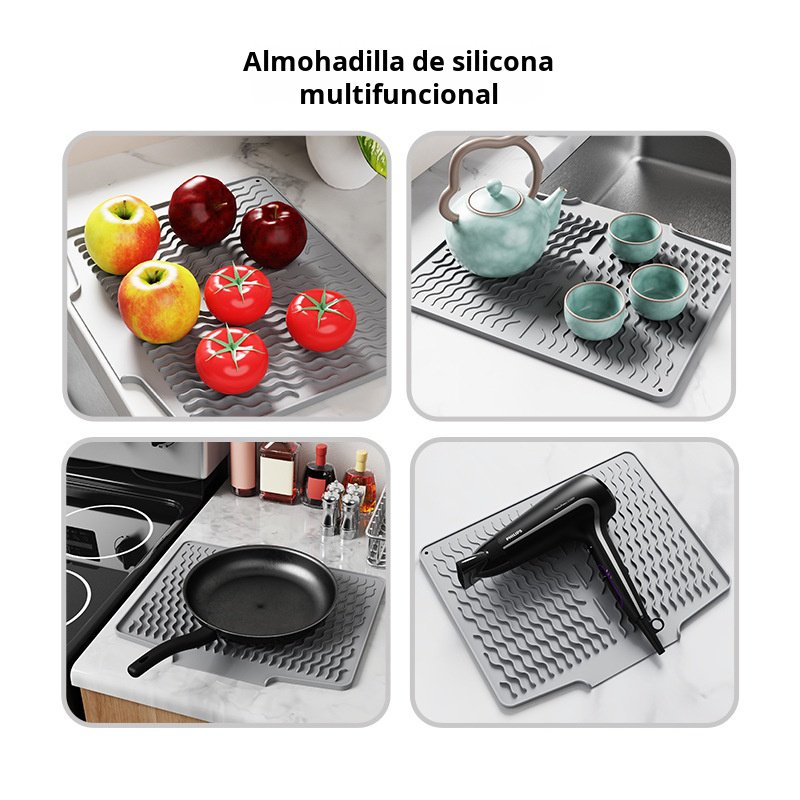 Almohadilla de drenaje de vajilla de silicona, almohadilla de fregadero antideslizante aislada, almo