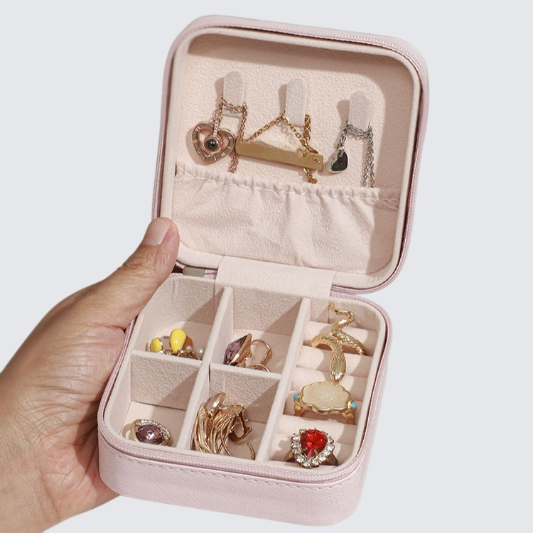 صندوق تخزين المجوهرات الكورية صندوق مجوهرات صغير للأقراط والخواتم وصندوق مجوهرات محمول للسفر