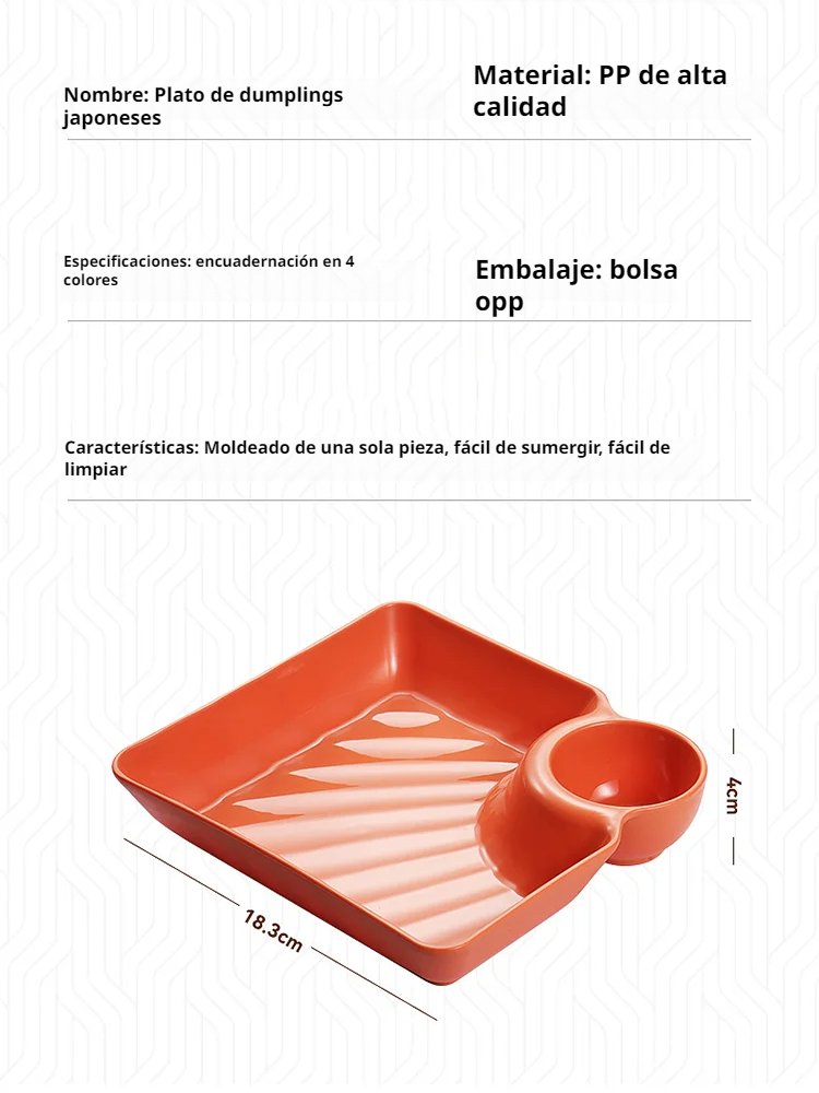 Plato de dumplings creativo con separación de salsas.