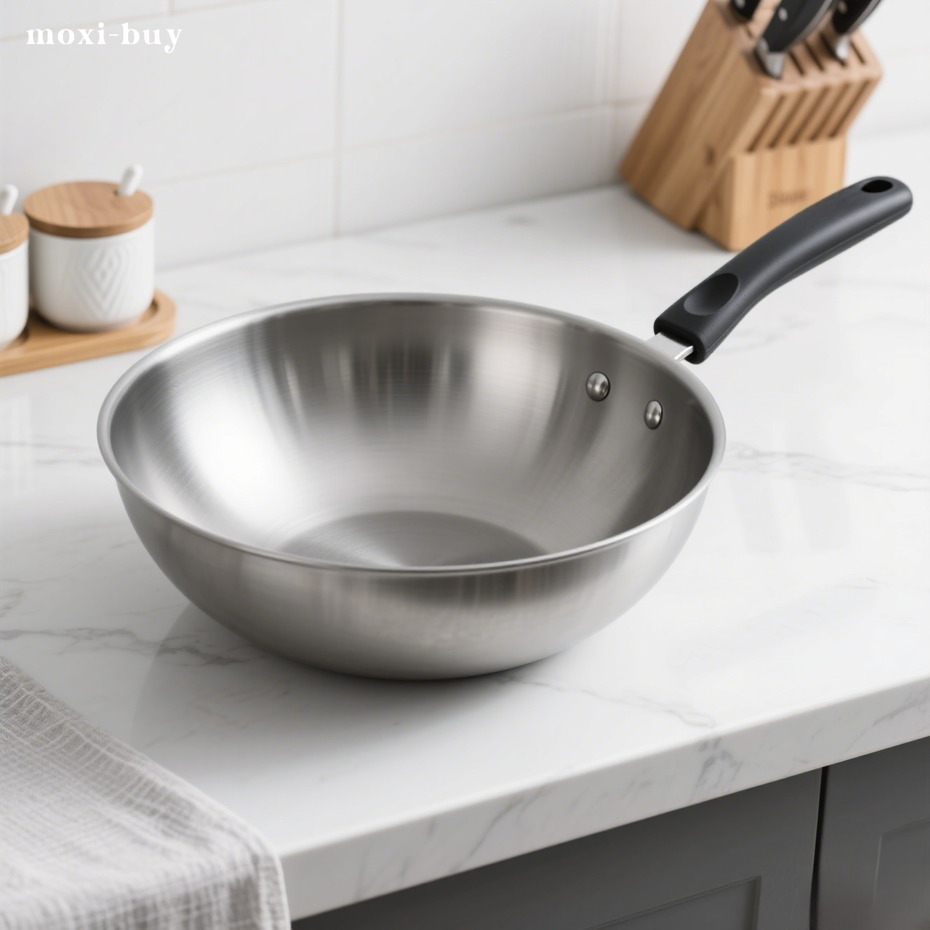 รายละเอียดก้นกลมของหม้อต้มสแตนเลสไม่เคลือบ