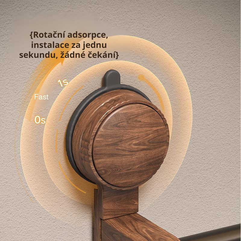 Koupelnový věšák na ručníky s přísavkou, ořechové dřevo, bez vrtání, jednoduchý design