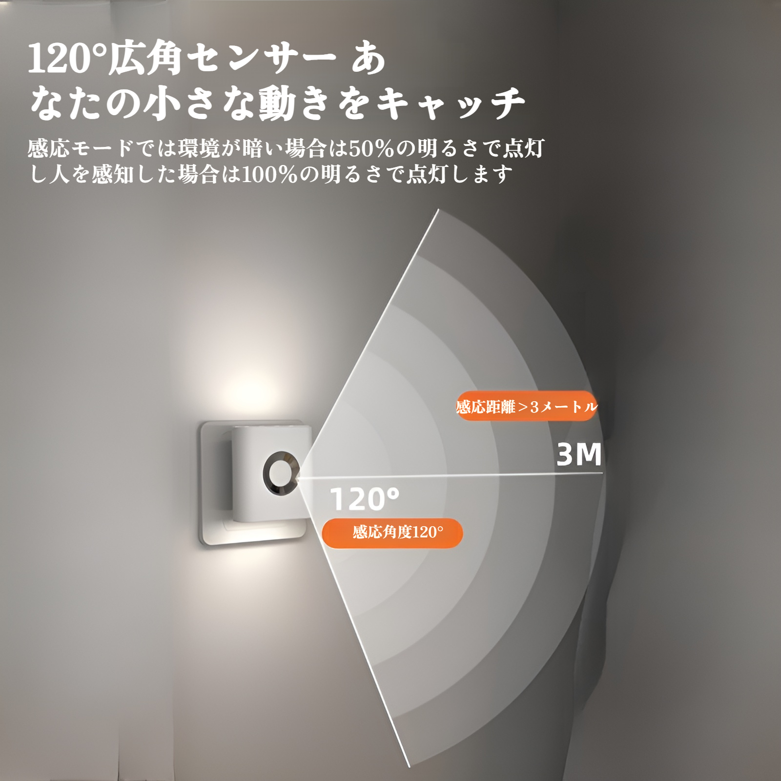 センサーライト 【充電式/人感センサー】足元ライト 薄型LEDナイトライト フットライト 明暗センサー対応 コンパクト設計 玄関/廊下/階段/トイレ/寝室用 省エネ おしゃれな常夜灯 自動点灯 ワイヤ