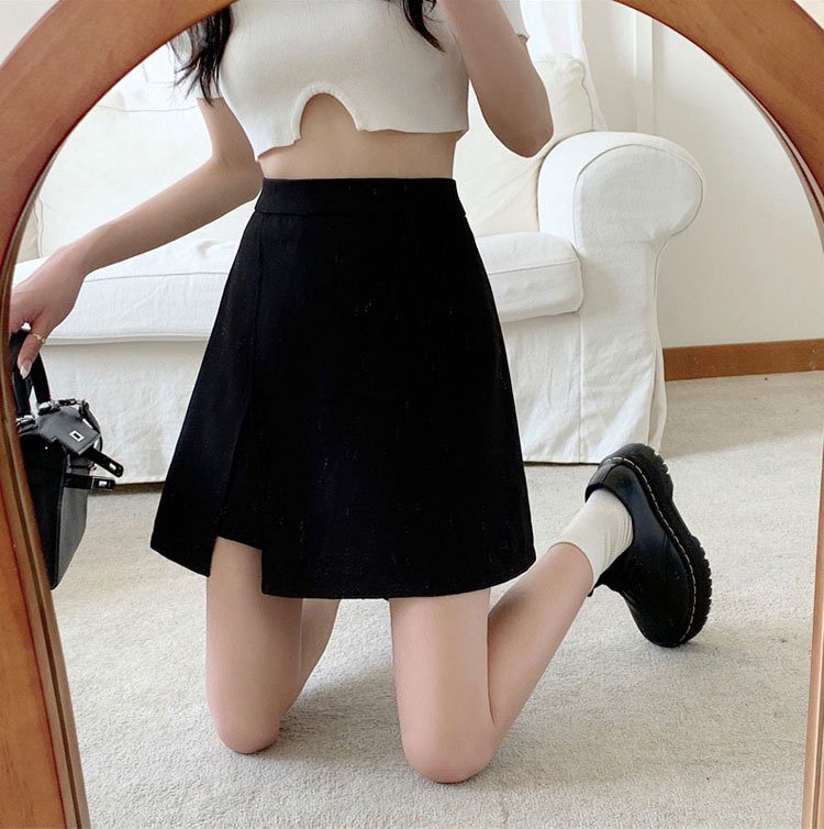 巨顯瘦高腰防走光褲裙