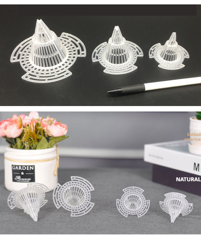 Plantas creciendo en maceta tridimensional con filtro