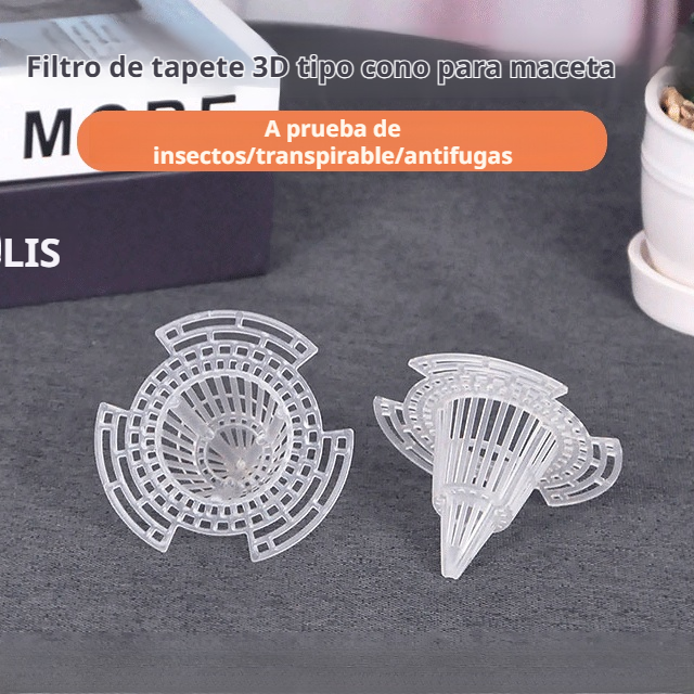 Maceta tridimensional con filtro en la base