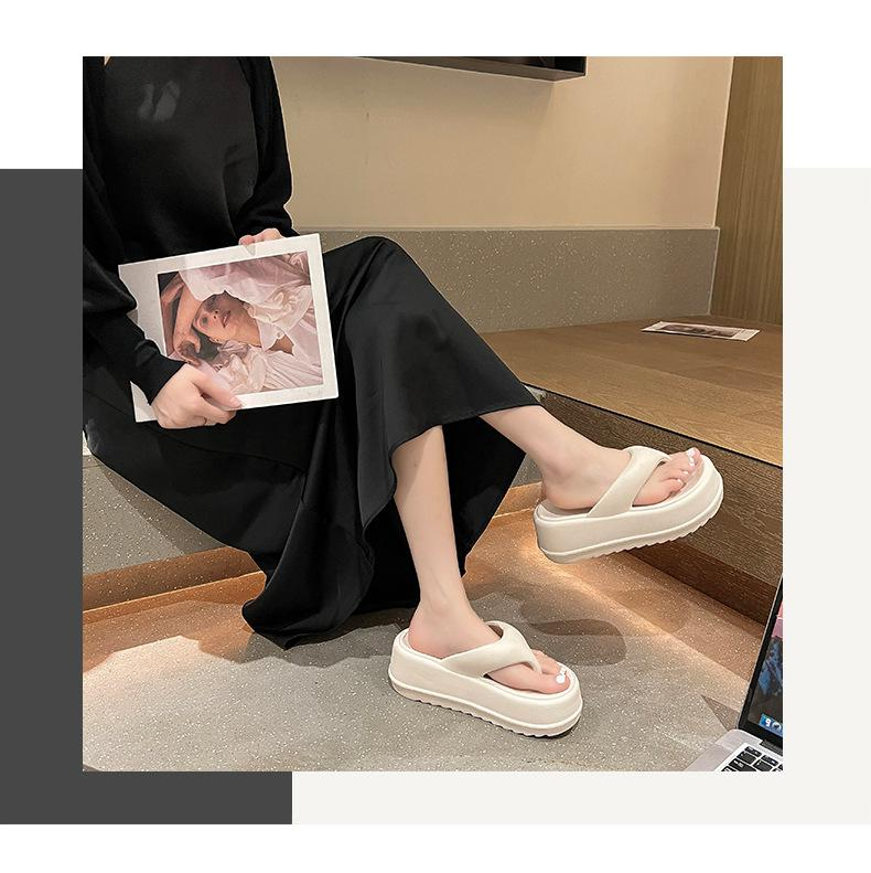 여자 여름 파워 송편 통굽 조리 비치 슬리퍼 내마모성 웨지 힐 조리