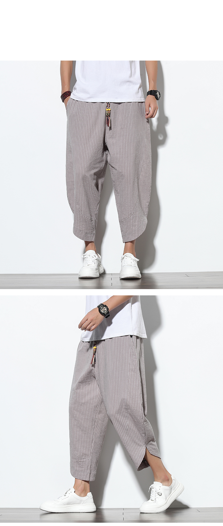 オシャレなストライプメンズワイドパンツ