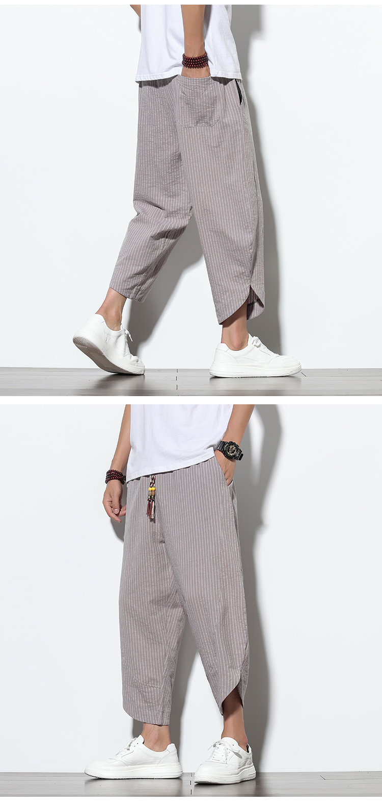 夏の涼しいゆったりパンツ後面