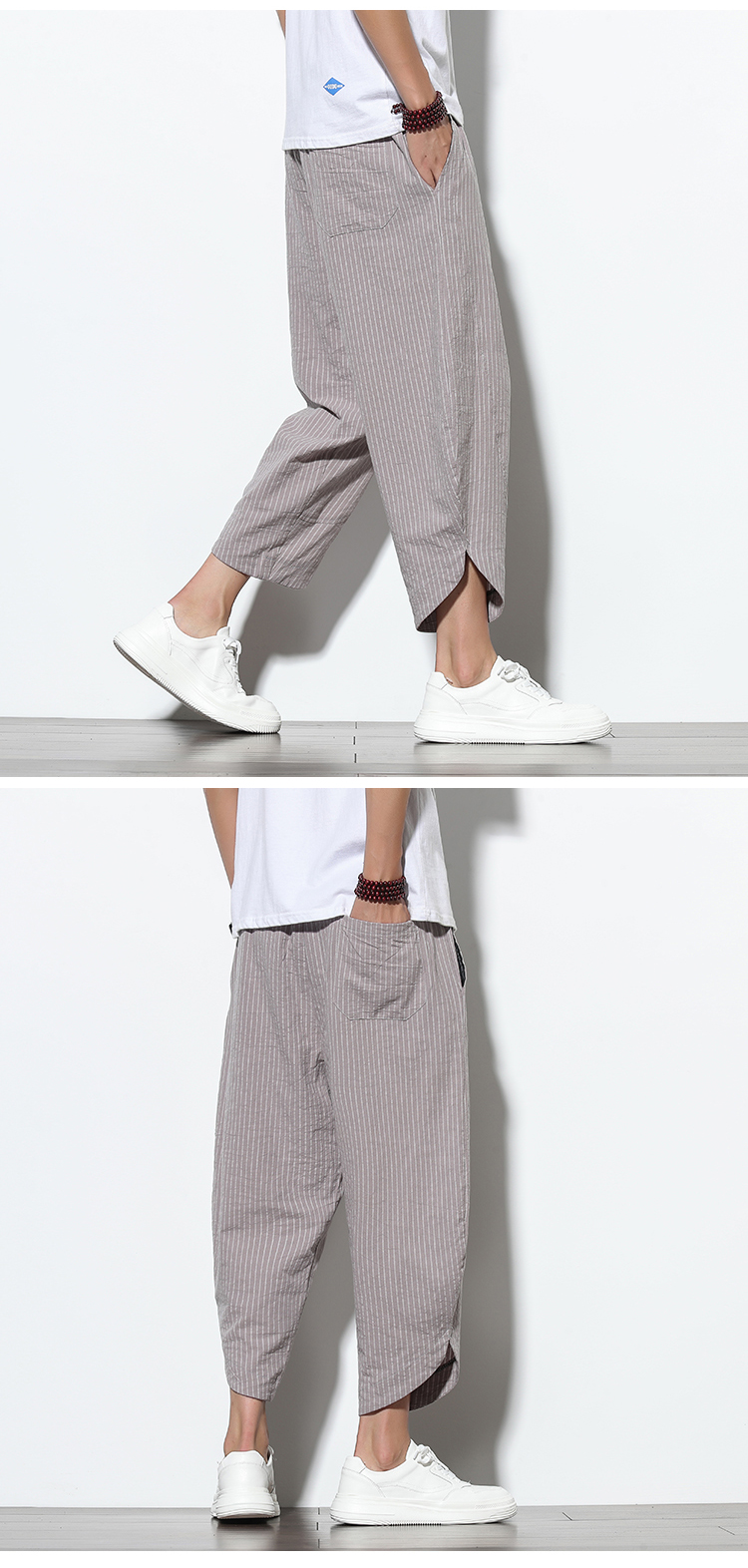 メンズワイドレッグパンツ裾部分のアップ