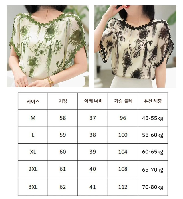 프린트 윙 블라우스