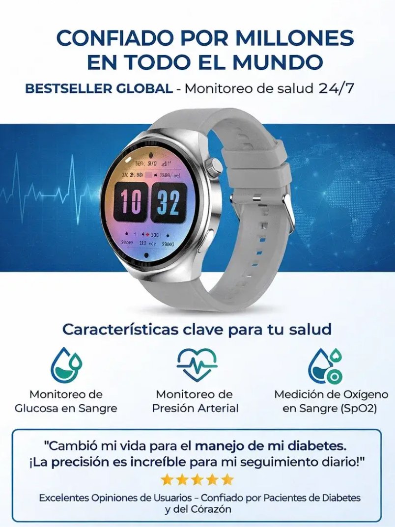 【¡Recomendado por médicos!】¡El reloj inteligente de salud más avanzado!