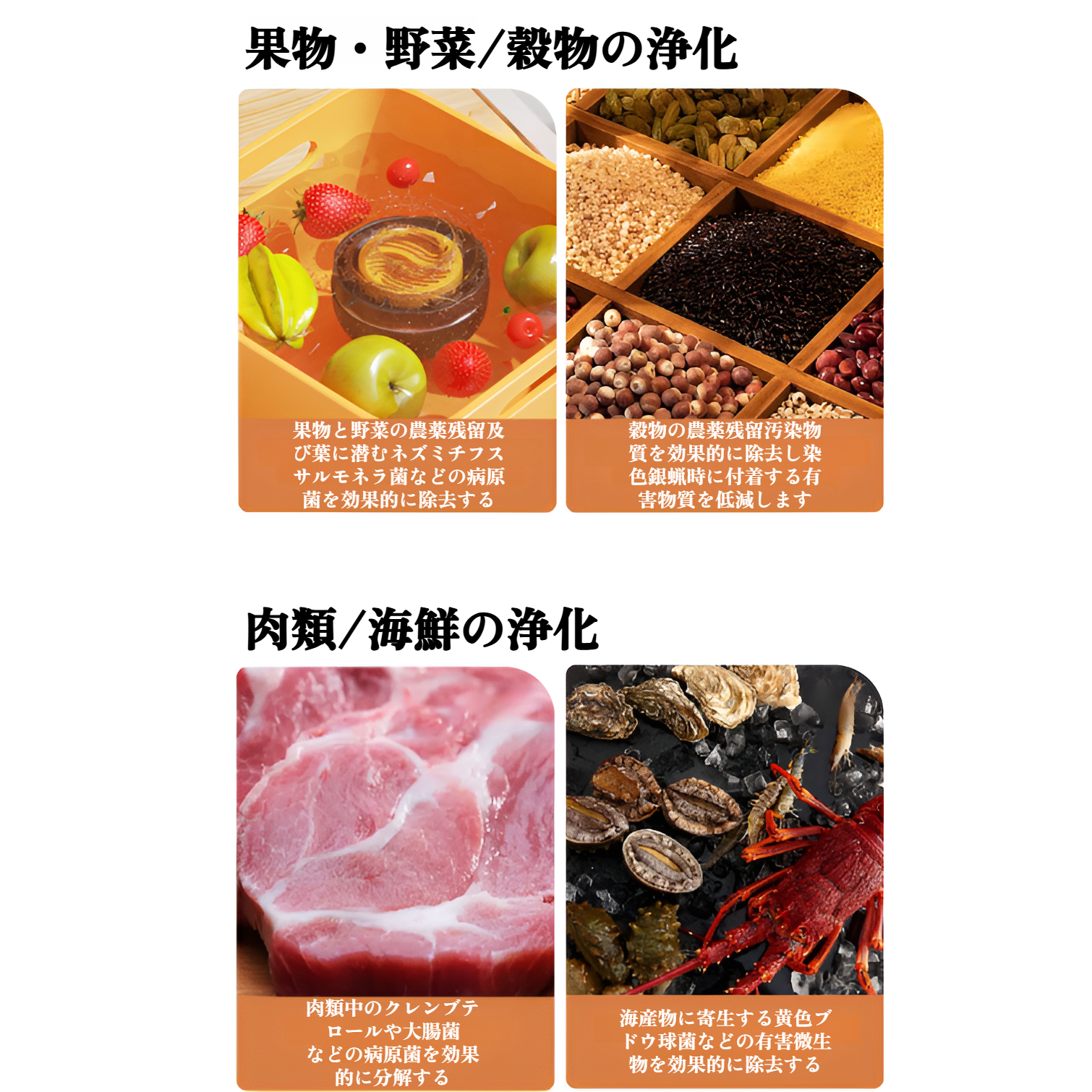 殺菌・消毒効果をアピールする野菜洗浄機の画像