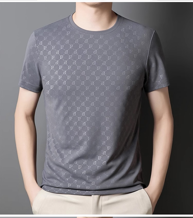 남성 패션 자카드 반팔 티셔츠