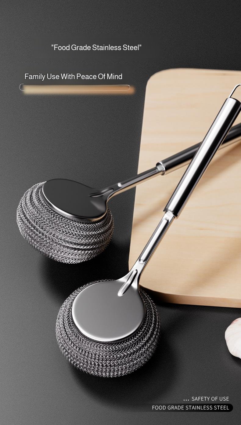 Long handle pot brush scrubbing stainless steel pan