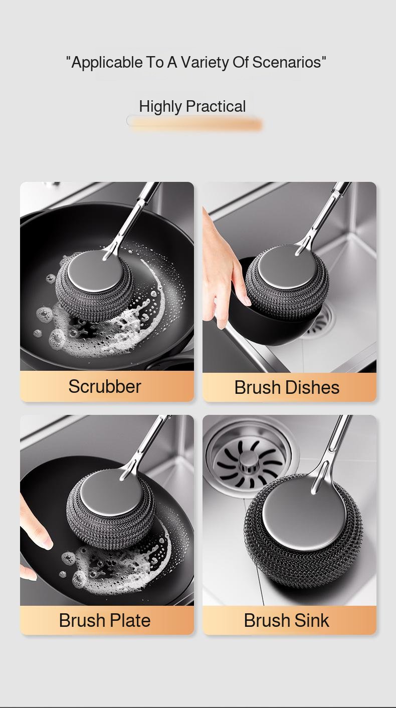 Ergonomic design pot cleaning brush for household use