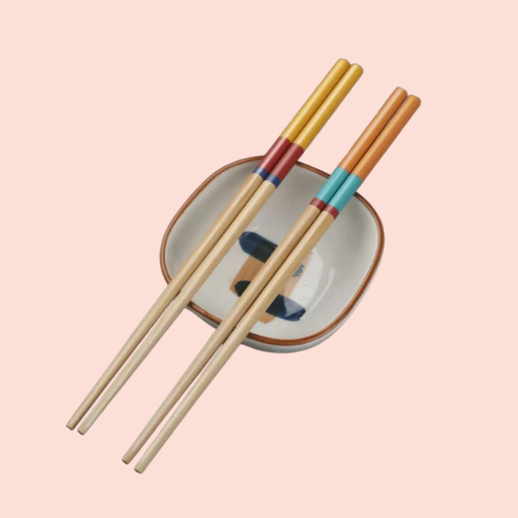 家庭用竹製箸10膳 楠竹プリント箸