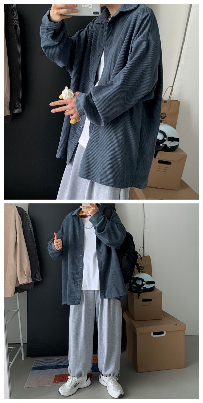 男女兼用で着られる長袖シャツのバックスタイル