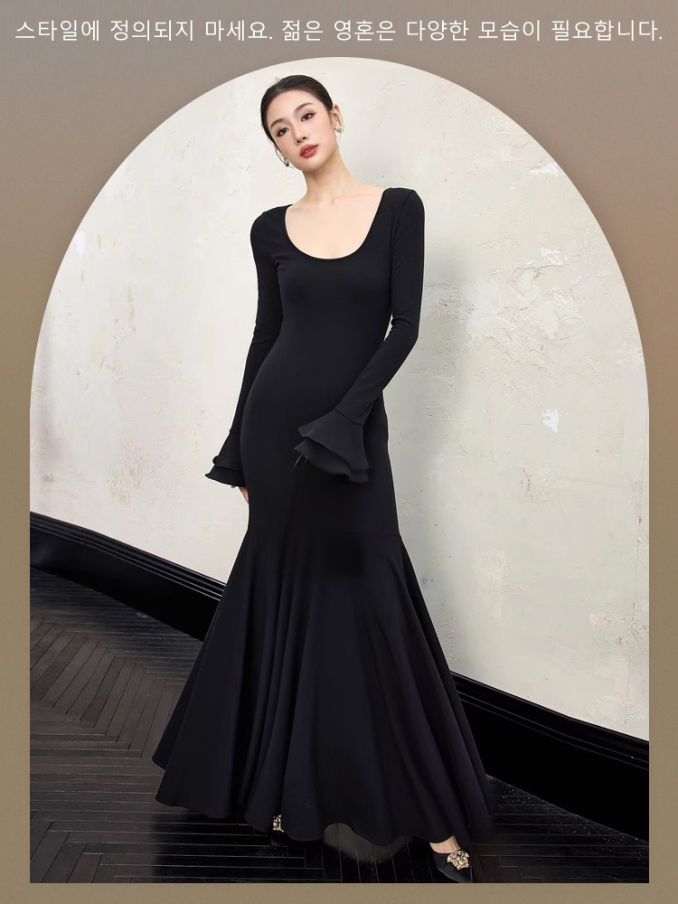 여성용 패션 엘레강스 허리조임 머메이드 원피스