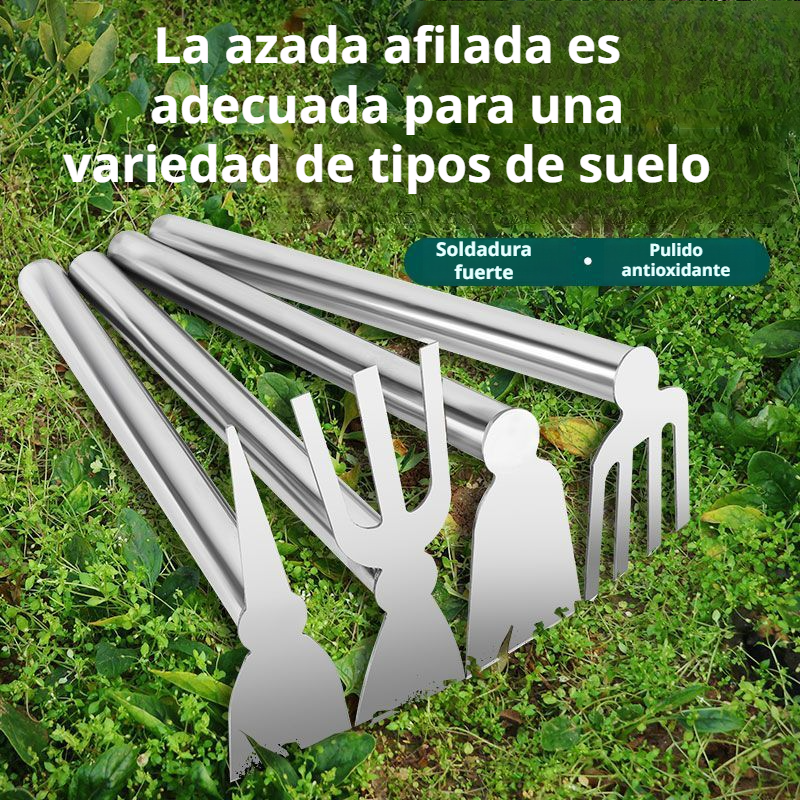 Azada agrícola de acero inoxidable reforzado para plantar verduras