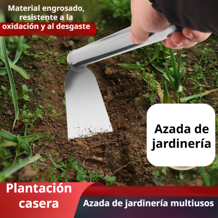 Azada agrícola de acero inoxidable reforzado para plantar verduras