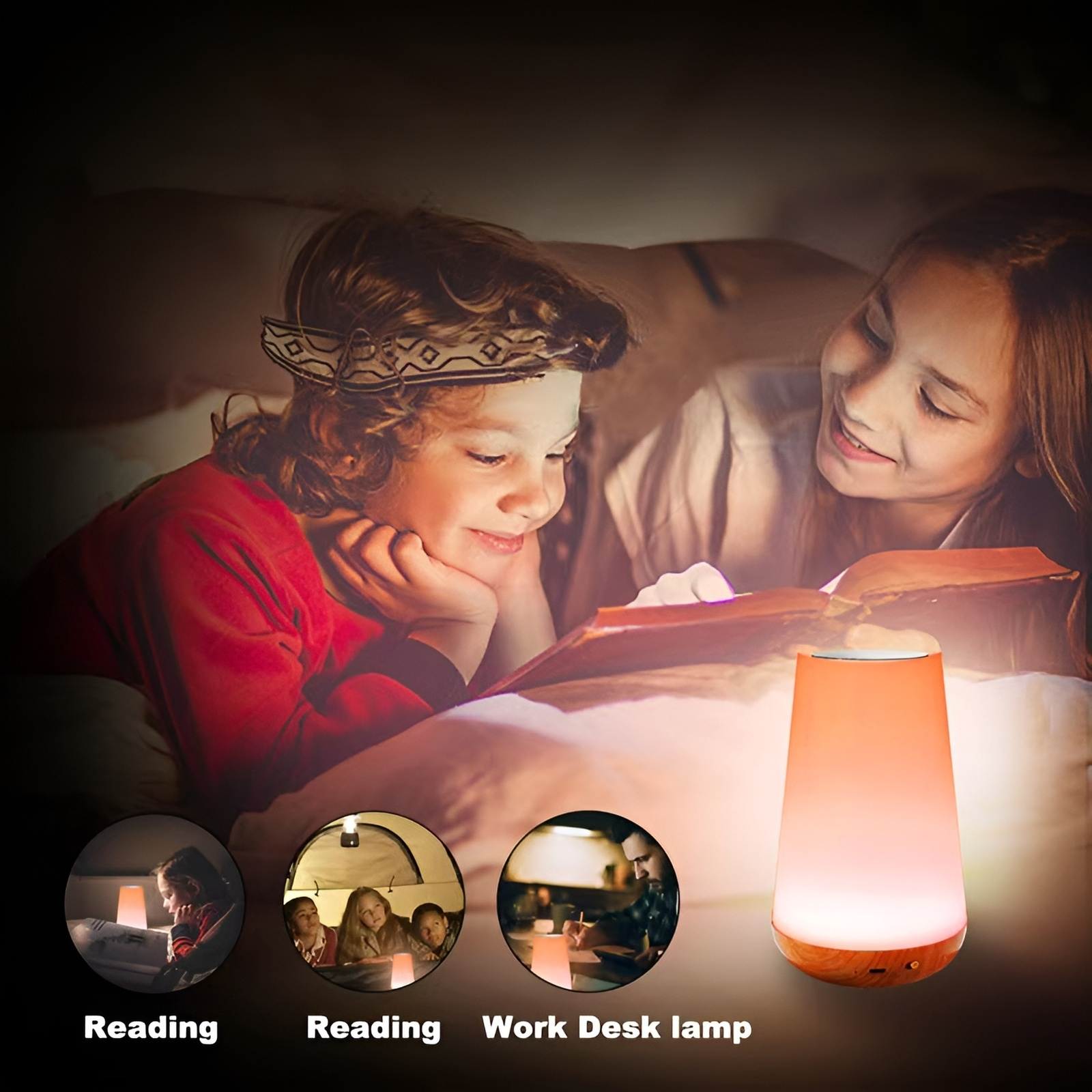 Creative remote control wood grain touch night light