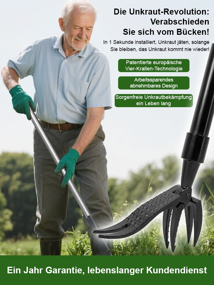 Abnehmbarer vertikaler Unkrautentferner ohne Bücken