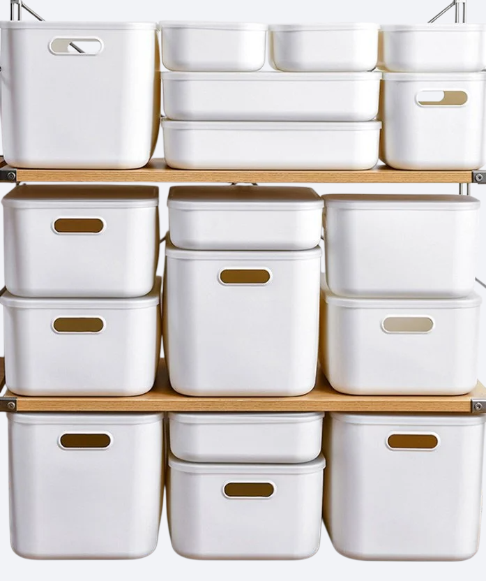 純白蓋付き家庭用収納ボックス