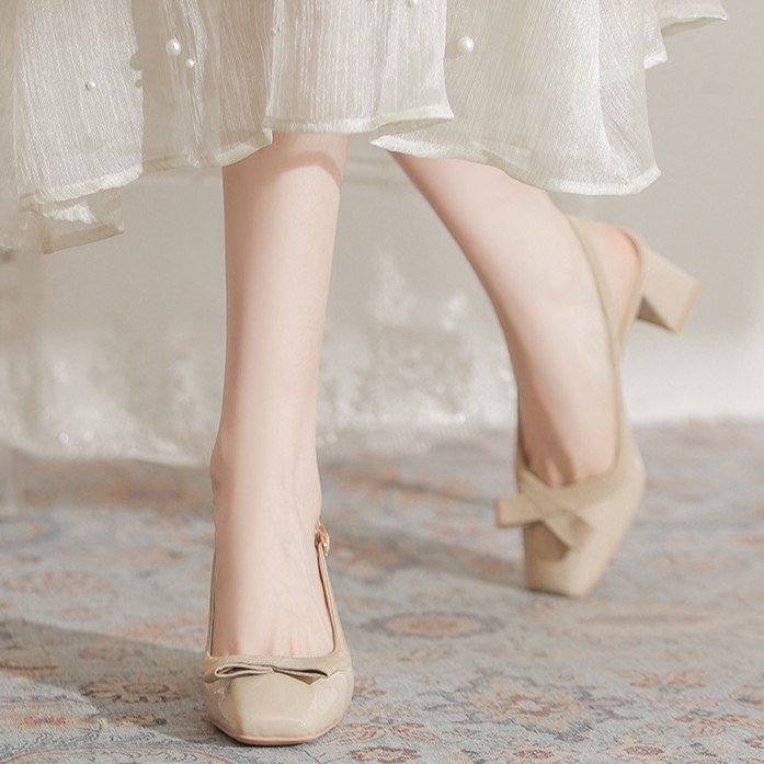 チャンキーヒール美脚スリングパンプス