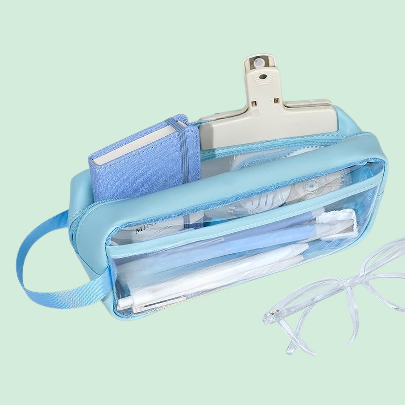 透明ペンケース風ミルクソルトシリーズ 携帯便利 手持ち収納バッグ 防水 大容量 高価値文具収納ボックス