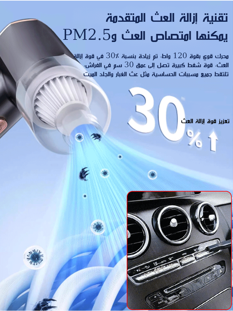 مكنسة كهربائية  لاسلكية قوية للسيارة 6 في 1