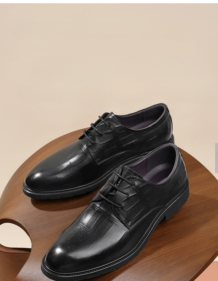  حذاء جلدي تجاري كاجوال للرجال مع وظيفة زيادة طول القامة ( زيادة طول القامة بصريا خلال 1 ثانية (