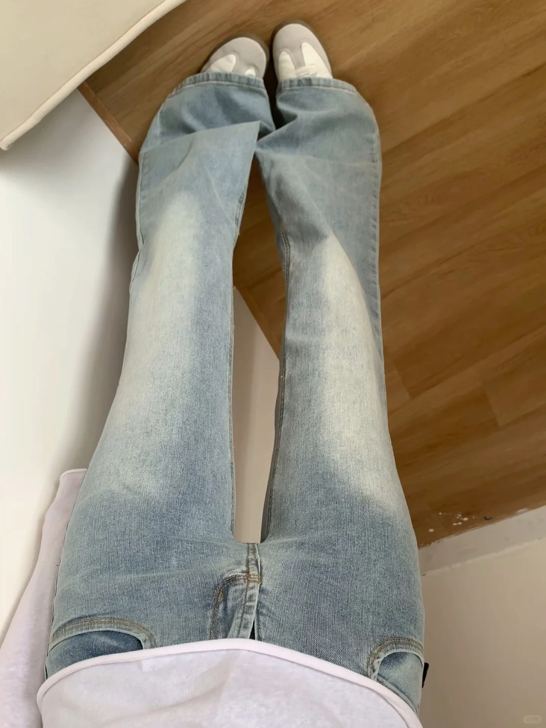 여성용 새로운 슬림핏 블루 그레이 플레어 진