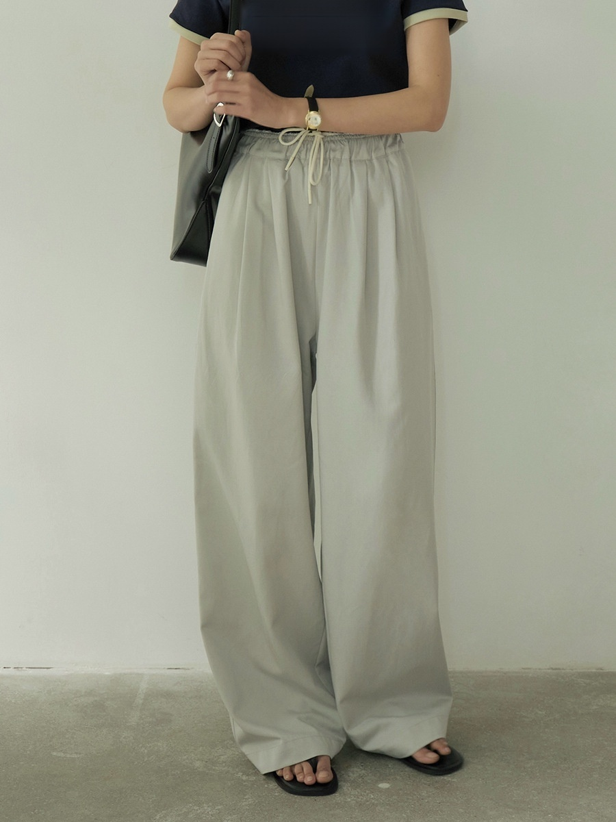 텐셀 코튼 와이드 레그 캐주얼 팬츠 신축성 하이웨스트 슬림 팬츠