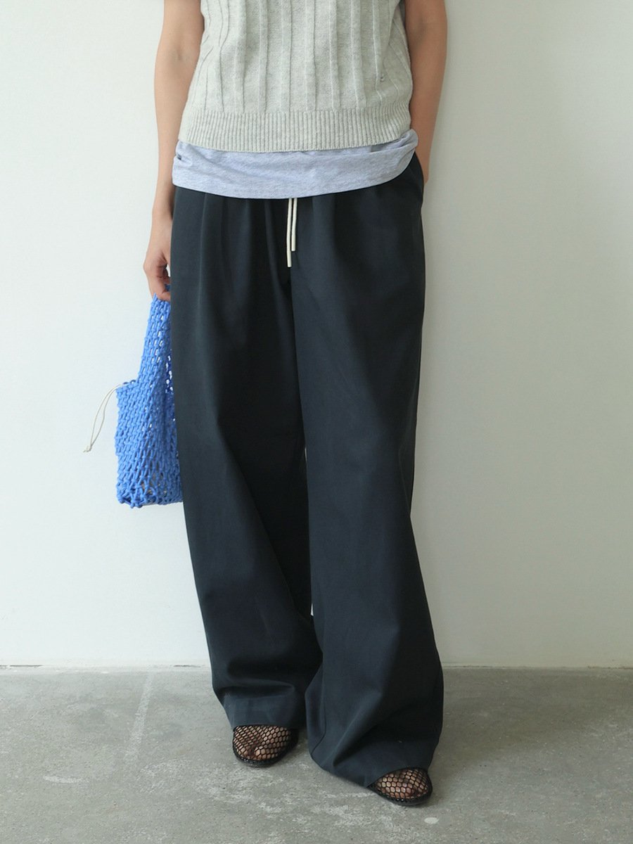 텐셀 코튼 와이드 레그 캐주얼 팬츠 신축성 하이웨스트 슬림 팬츠