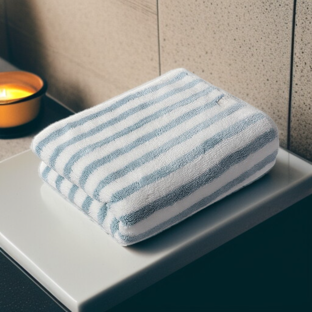 珊瑚絨細條紋毛巾