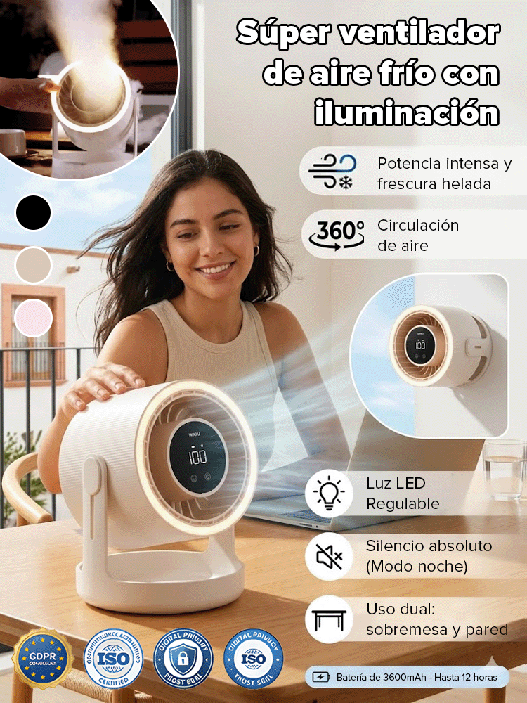 【Iluminable】Ventilador de circulación de aire frío con tecnología de variación de frecuencia