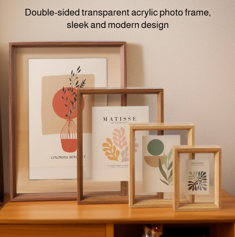 Double-sided transparent acrylic photo frame display stand