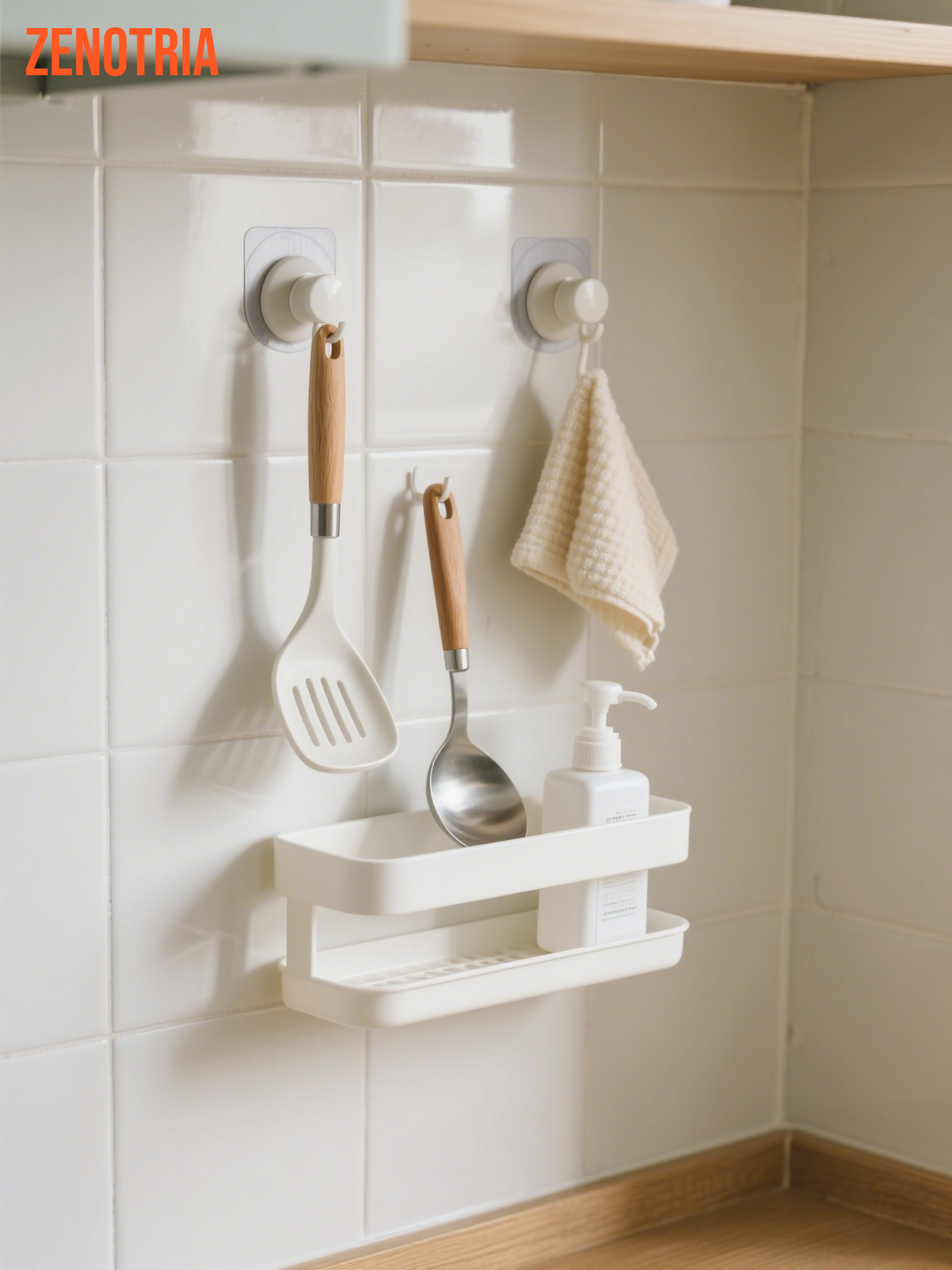 穴開け不要の吸盤式壁掛けモップホルダー