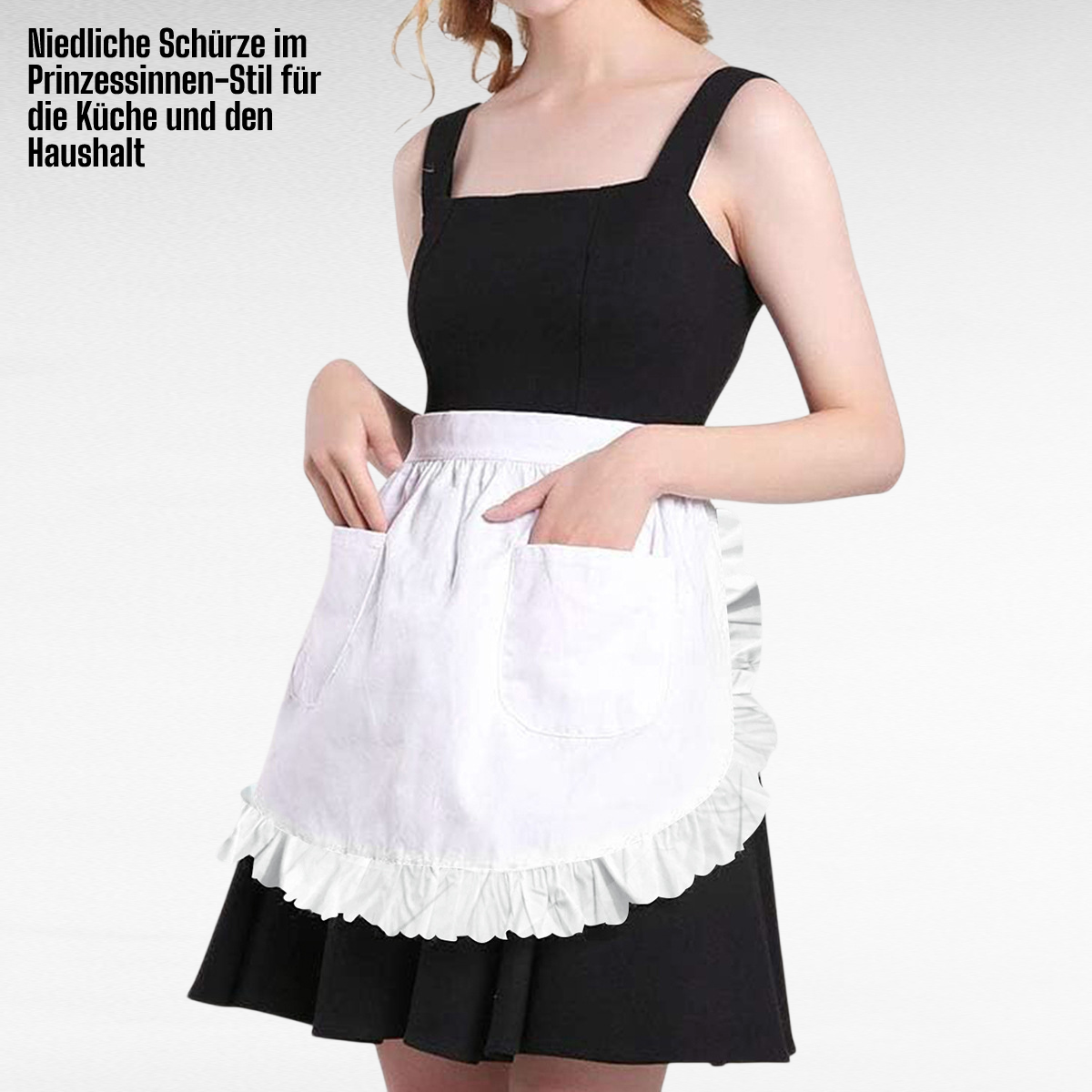 Niedliche Schürze im Prinzessinnen-Stil für die Küche und den Haushalt