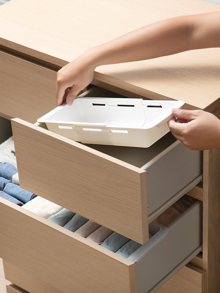 Boîte de rangement rétractable à tiroir en plastique, boîte de rangement de séparation de tiroir sus