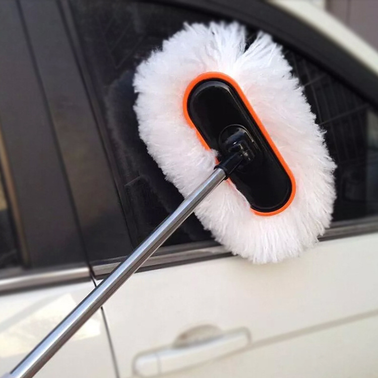 Car wash mop milk silk soft hair car retractable cleaning wax brush car long handle car wash brush