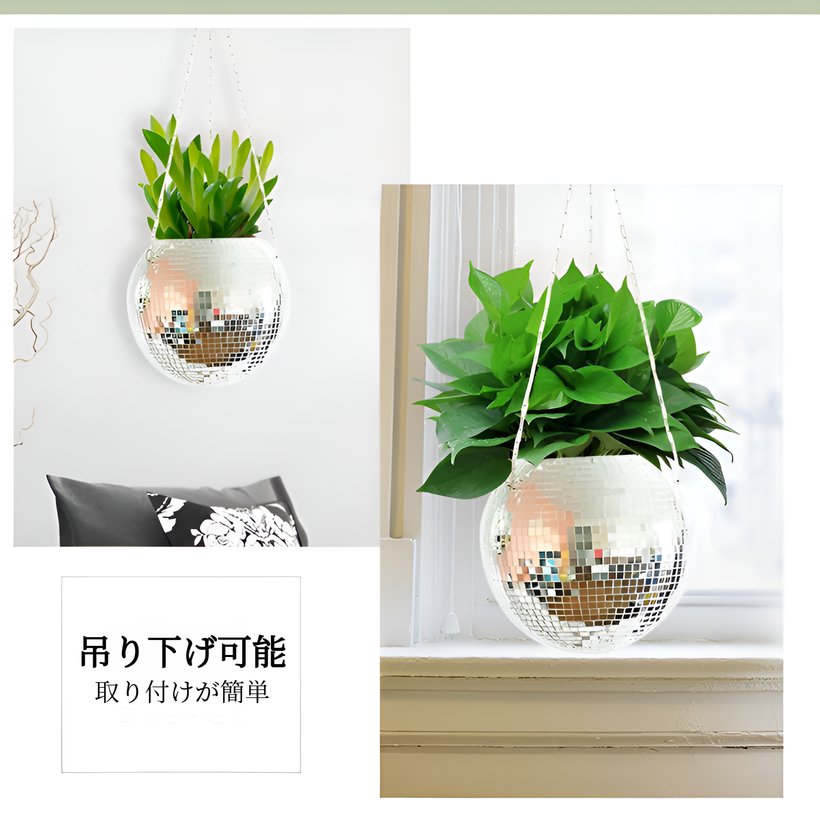 ハンギングバスケットとして使用したディスコボールプランター